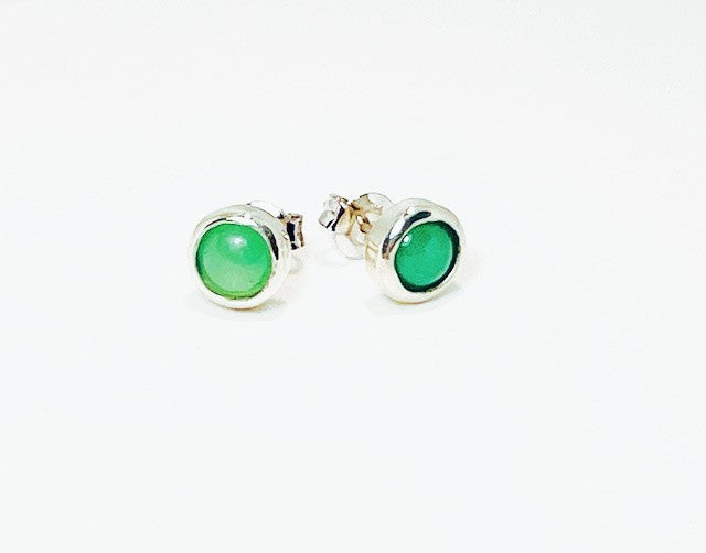 Gum Leaf Earrings with Chrysoprase Detachable Studs