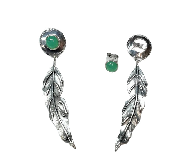 Gum Leaf Earrings with Chrysoprase Detachable Studs