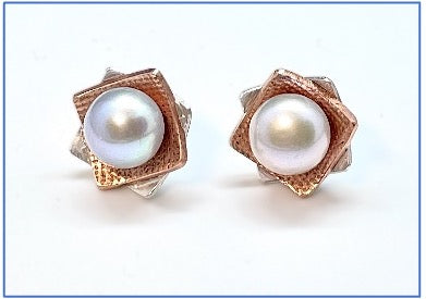 10 - 12mm Square on Square Earings- Copper & Silver